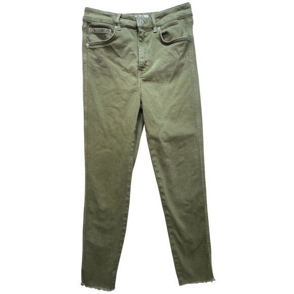 Free People Pants - Free People Women's Army Skinny Jeans Denim Size 29 Olive Green Raw Hem Stretch